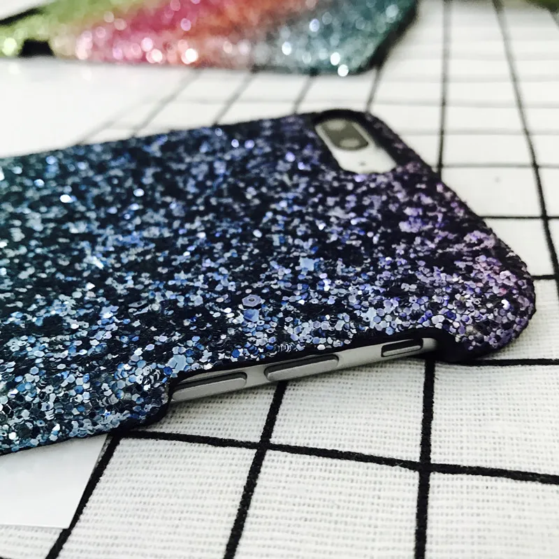 Aoweziic Luxury Sexy Diamond Secret Colorful Gradient Glitter Bling Powder Case For iPhone6S Sparkle Cover For X XS 7 8 Plus Diy