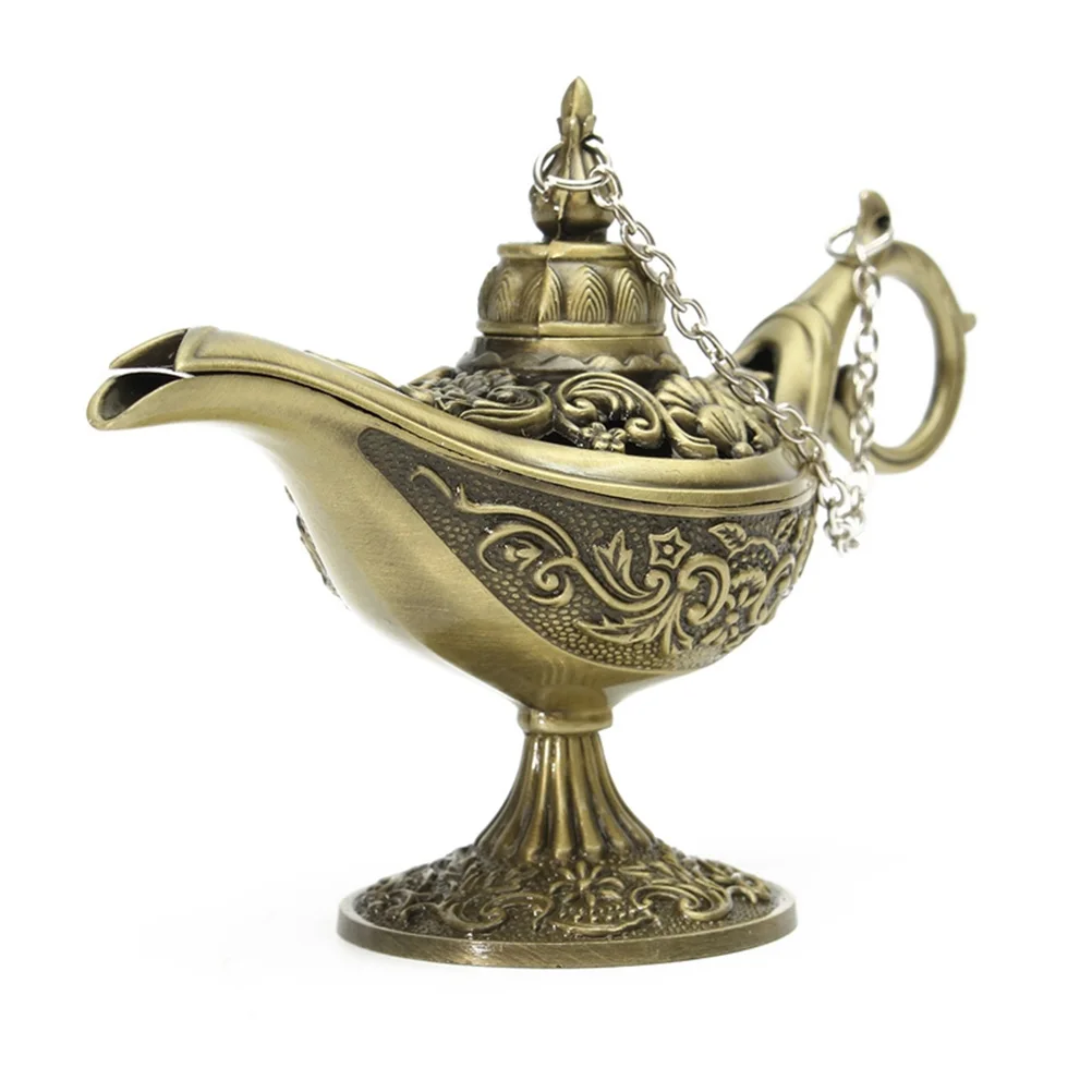 

1pc Incense Burner Aladdin Lamp Wishing Lamp Metal Aroma Furnace Aroma Diffuser Desktop Adornment Incense Burner For Home Office