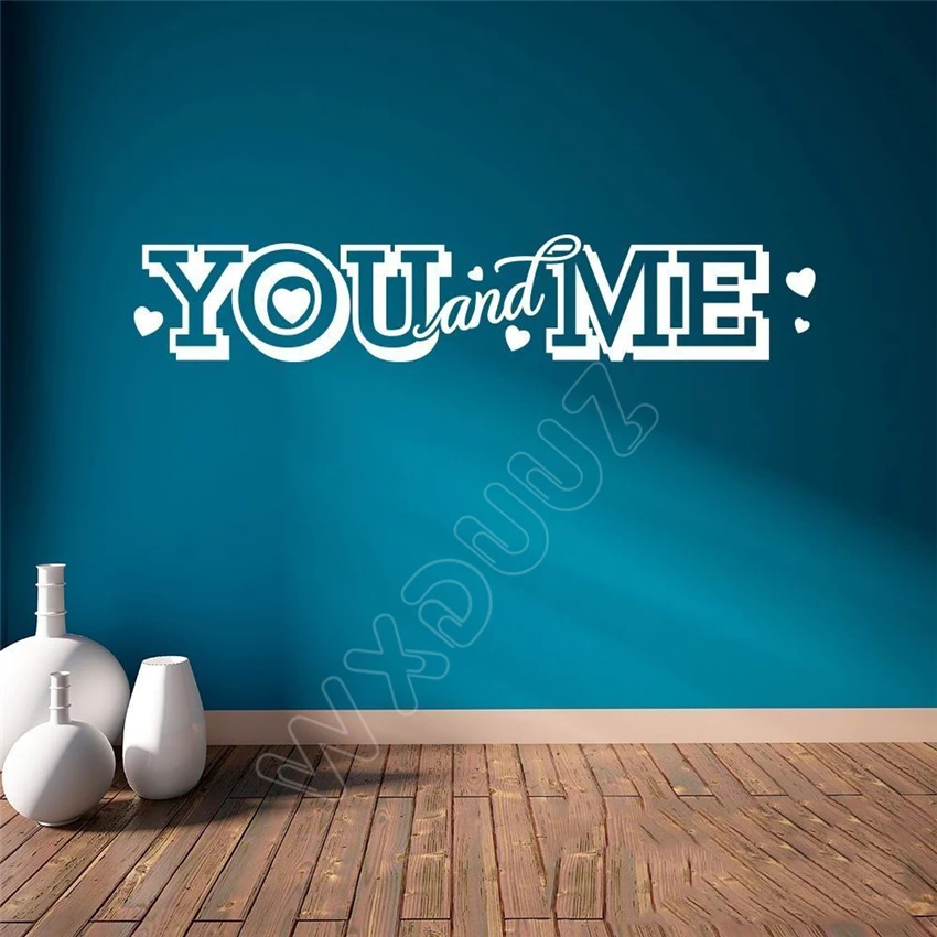 WXDUUZ You and Me Quote hearts love home decor word art sticker living