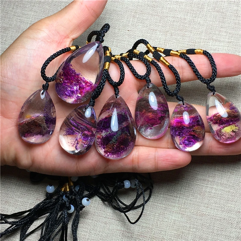 

Natural Purple Ghost Phantom Quartz Crystal pendant Specimen reiki healing Random 1pcs