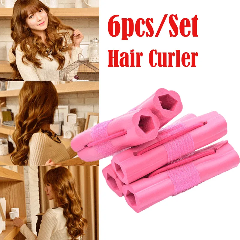 

6 Pcs Magic Long Hair Curlers DIY Curl Formers Leverage Rollers Spiral Clip Tool New Arrival