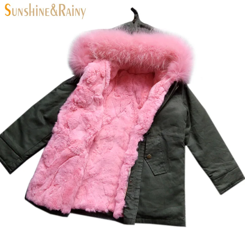 Fashion Girls Fur Coat Baby Girls Outerwear Rabbit Fur Liner Windbreaker Kids Coats & Jackets For Cold Winter Warm Coat For Boys