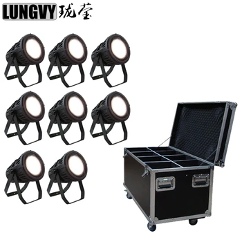

Free Shipping 8pcs/Lot With Flight Case Waterproof COB 200W Warm And Cold White Cob LED Par Can Light Outdoor Led Stage Lighting