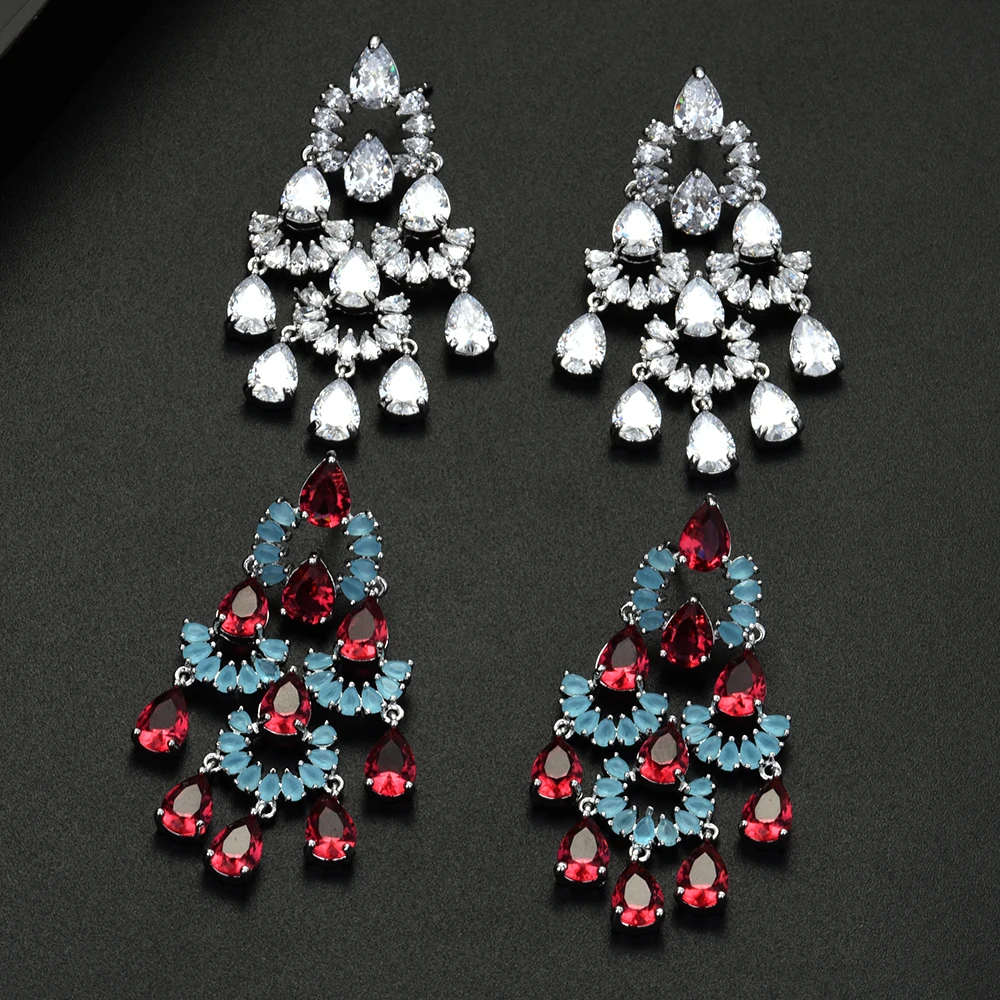 

HIBRIDE Brilliant Charm Multi Color Cubic Zirconia Drop Earrings Fashion Water Drop Jewelry Bridal Gifts Free Shipping E-591