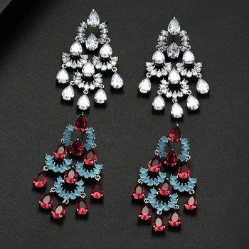

HIBRIDE Brilliant Charm Multi Color Cubic Zirconia Drop Earrings Fashion Water Drop Jewelry Bridal Gifts Free Shipping E-591