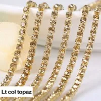 3yards/piece 17colors glass crystal Rhinestones chain, Gold bottom sew on Cup Chains For diy Sewing Clothes Accessories