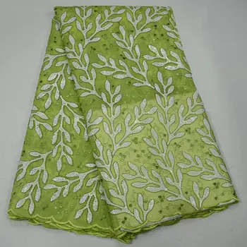 

2018 New African Organza Lace Fabric embroidered sequins High Quality French Guipure tulle Lace Fabrics For Wedding dress JHG04