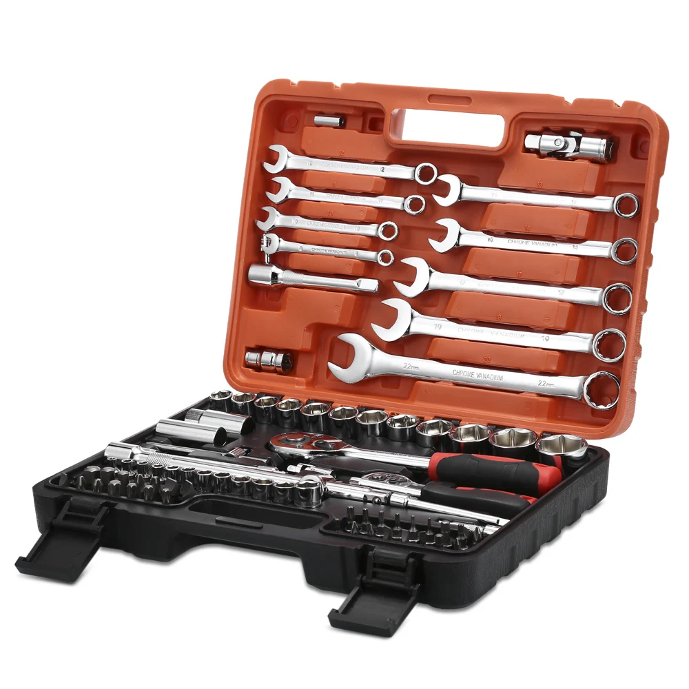 

82 Pcs/Set Car Repair Tool Ratchet Torque Wrench Auto Repair Tool Socket Set Repairing Hand Tool Kits High Quality For Cars