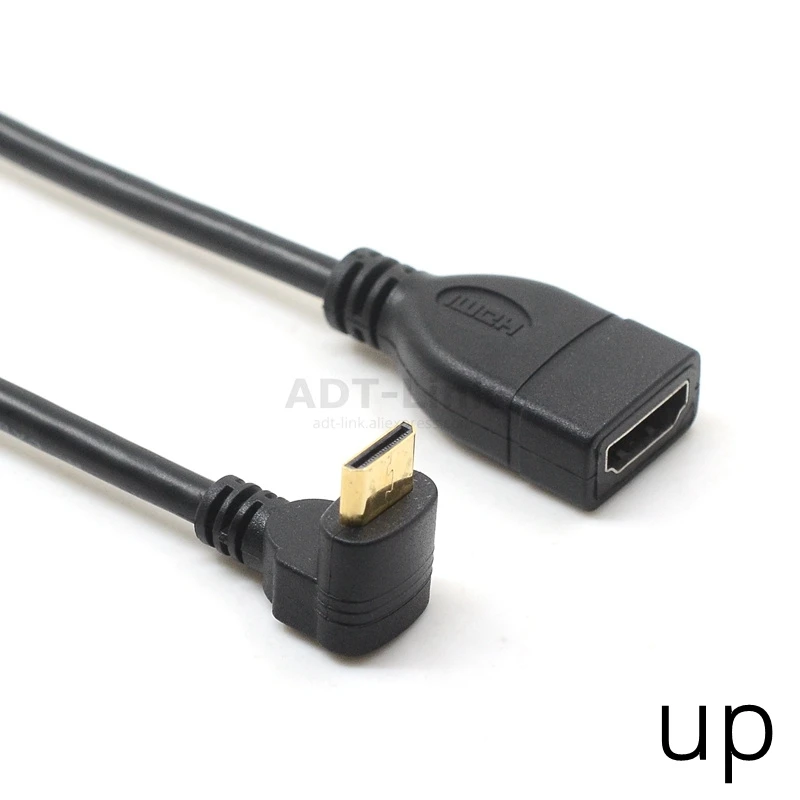 Вверх вниз правый угловой мини HDMI к HDMI Мужской к женскому кабелю 10 см для портативных ПК HDTV Тип C hdmi мини hdmi Угловой адаптер