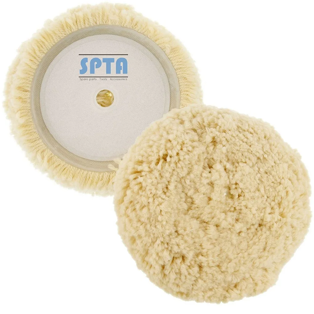 SPTA 2Pcs 6inch (150mm) Wool Polishing & Finishing Buffing Pad Hook