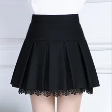 La MazZa Black Empire Pleated Lace Korean Pleated Skirt Vintage Summer Skirts for Women Elegant Dinner School Office Clothing