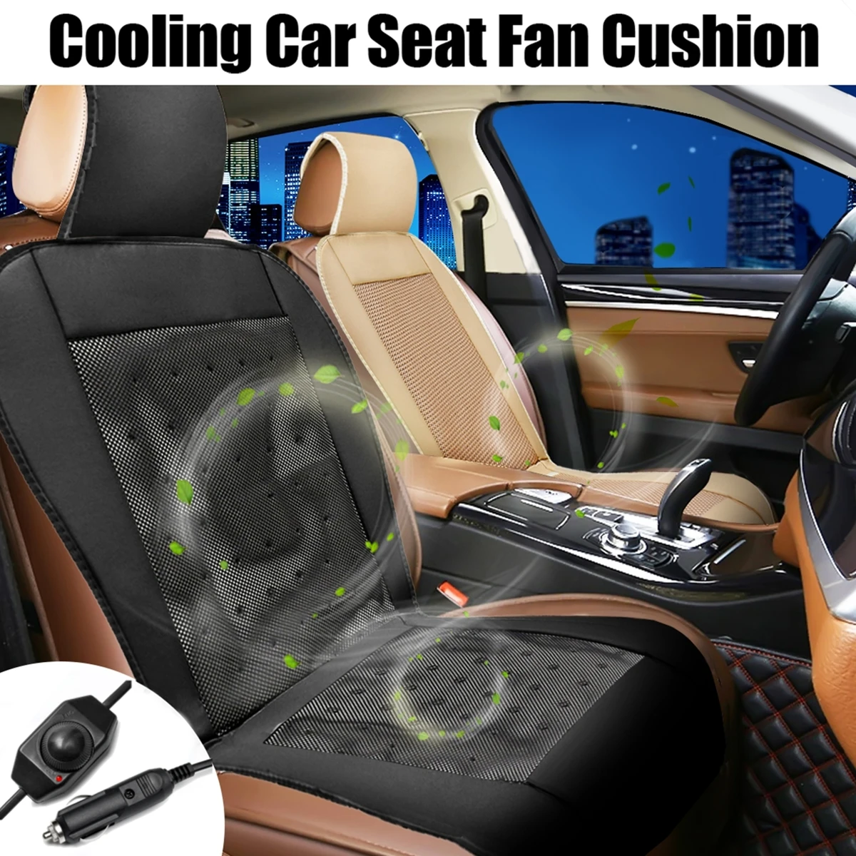 

New Summer 12V Cooling Car Seat Cushion Speed Control Ventilate Breathable Air Flow Holes cool cushion with the fan blowing cool