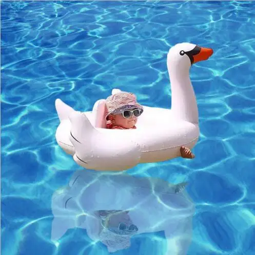 Летний детский Фламинго надувной плавающий круг Лебедь поплавок игровой бассейн игрушки Плавательный круг детское кресло лодка - Цвет: Белый