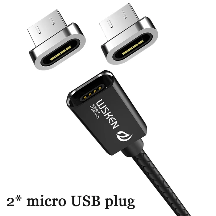 WSKEN кабель Micro USB Магнитный зарядный кабель для iPhone Xs Max Xr type C USB C Быстрая зарядка данных для samsung S9 Note8 S8 type-C - Цвет: microUSB with 2 plug