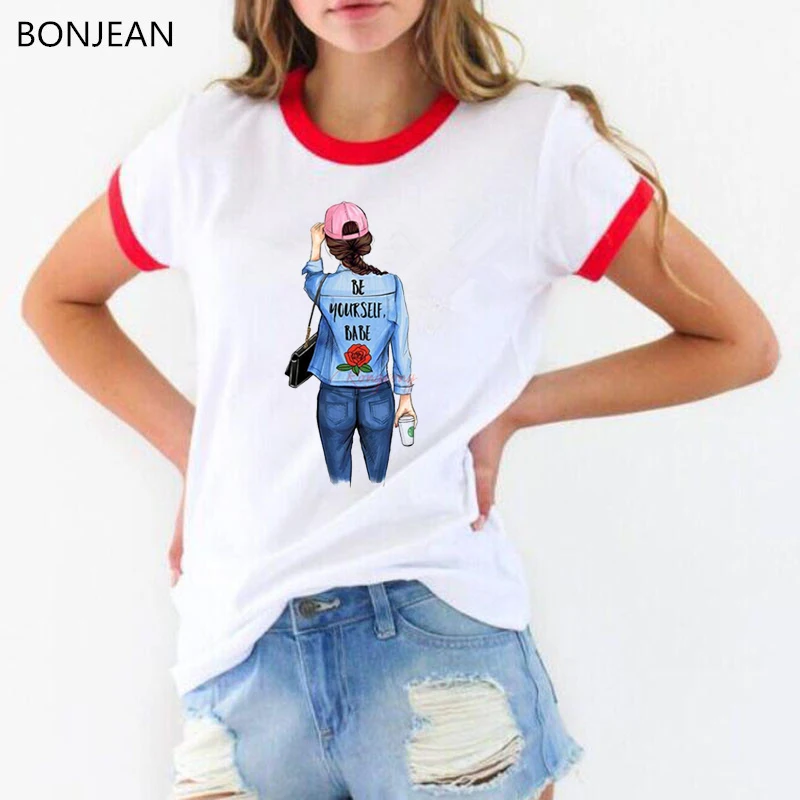 

2019 Summer vogue T shirt women Pretty girl printing tshirt femme Harajuku T-shirt female o-neck short sleeve white tee tops