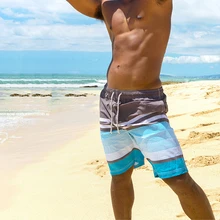 Летние пляжные шорты для мужчин Лоскутные Полосатые 2 цвета плавки для мужчин купальники Спортивные шорты для бега пляжные брюки