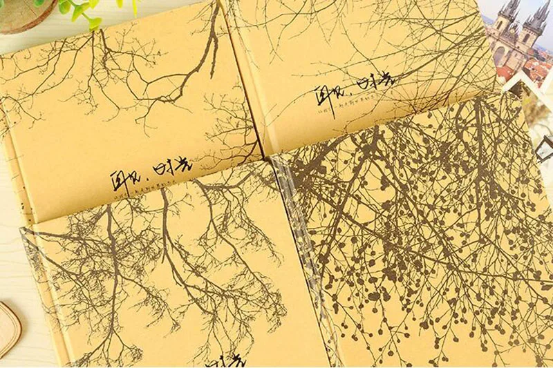 Ретро ветви желтый кожаный переплет твердый переплет блокнот модный креативный пустой внутренний блокнот высококлассный бизнес подарок A5 блокнот