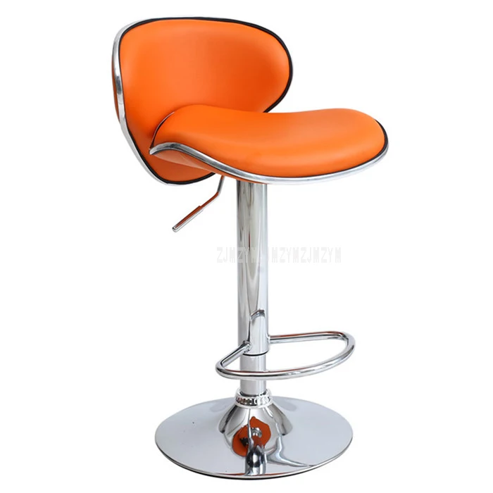 Нержавеющая сталь поворотный барный стул на стойке вращающийся 58-78 см регулируемая высота высокий барный стул со спинкой Мягкая Подушка - Цвет: Оранжевый