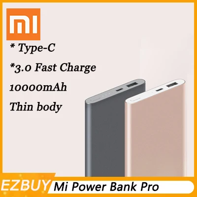 

Xiaomi Mi Pro 10000mAh Power Bank Type C USB External Battery Bank Two-way Quick Charger 5V/2.4A Portable PowerBank For Phone