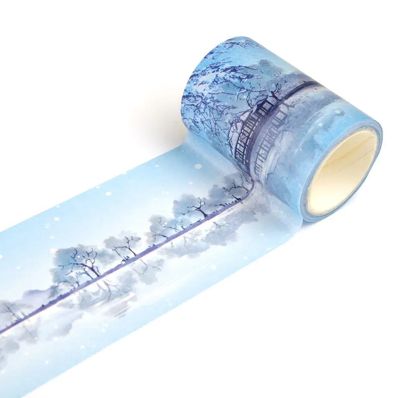6cm 7m Remnant Snow On The Broken Bridge In Winter Decorative Washi Adhesive Tape DIY Scrapbooking