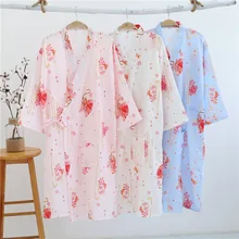 Женская ночная рубашка, тонкий марлевый кардиган с длинными бортами, женский халат, хлопковый Халат, женская пижама, кимоно, комплекты для сна, Женская домашняя одежда