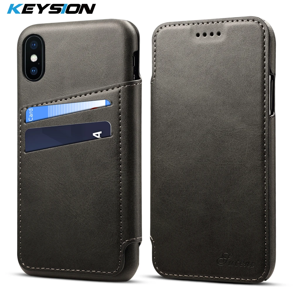 Keysion флип чехол для телефона iPhone X 8 7 6 Plus Роскошный кожаный кошелек с отделениями