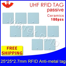 UHF RFID металлическая бирка 915 м 868 Alien H3 EPC ISO18000 6c 100 шт. 25*25*2,7 мм фиксированные активы керамики пассивные RFID теги