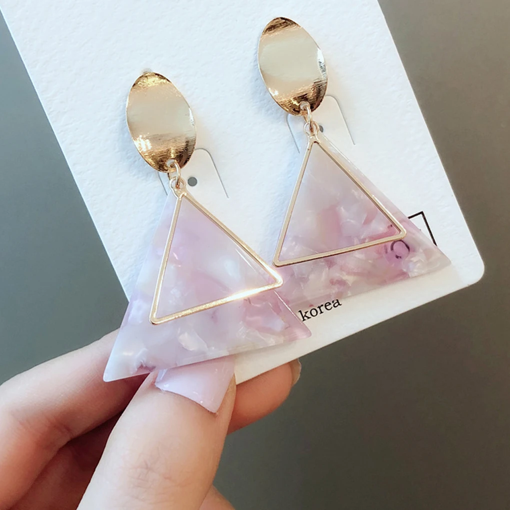 

Women Girls Pink Geometric Round Geometric Dangle Earring Marble Earring Hoop Ear Stud Pin Jewelry Gift