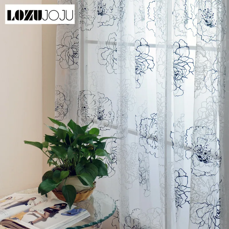 

LOZUJOJU Fashion window screening floral sheer curtains f tulle finished product quality curtain for living room bedroom windows