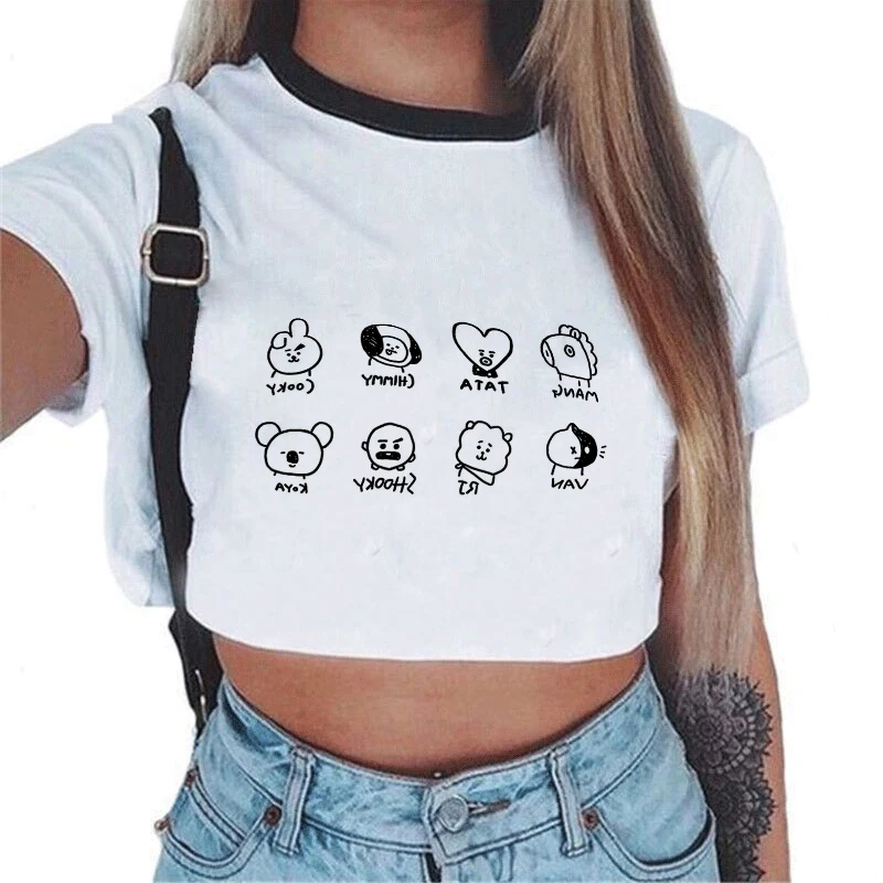 

New Kpop ARMY BTS Member Self Portrait Printed Crop Top hoodies Sweatshirts Women Shirts Bangtan Boys BT21 Tops Cropped Clothes