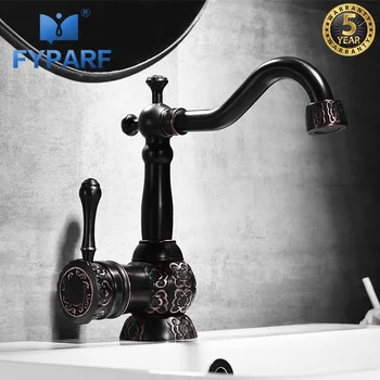

FYPARF Gold Bathroom Sink Faucets Vanity Bathroom Water Tap Single Handle Long Spout 360 Rotation Sink Mixer China Sanitary Ware