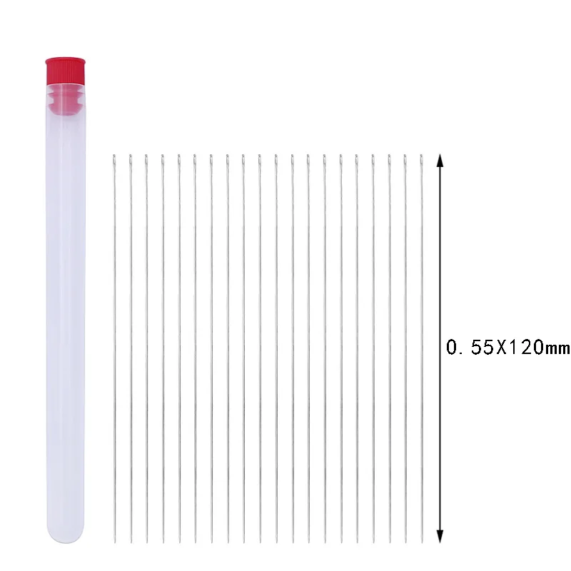 20 шт./лот, классические иглы для бисероплетения, серебряные, из нержавеющей стали, длинные ручные швейные инструменты для женщин, сделай сам, ювелирные изделия, подарки для изготовления украшений - Цвет: 0.55X12cm