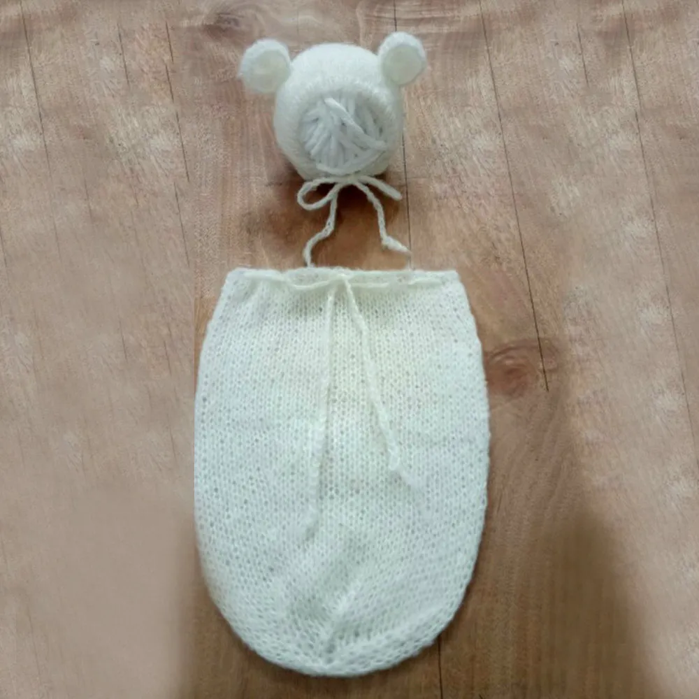 2 шт. для новорожденных крючком милый медведь спальный мешок Подставки для фотографий младенческой унисекс детская фотосессия Studio наряды одежда - Цвет: Бежевый