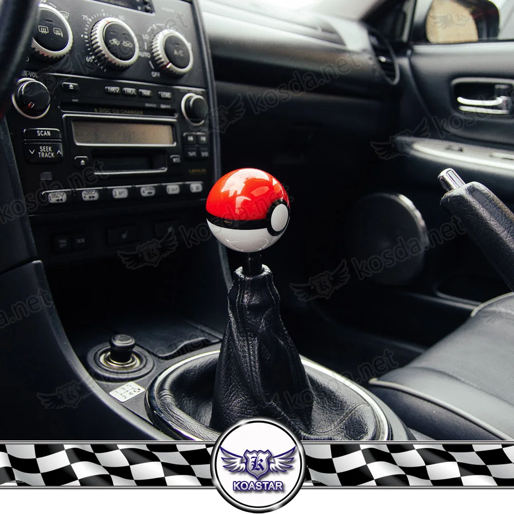 Ball Gear Shift Knob Plastic Car Threaded Shift Knob Stick Shifter Red
