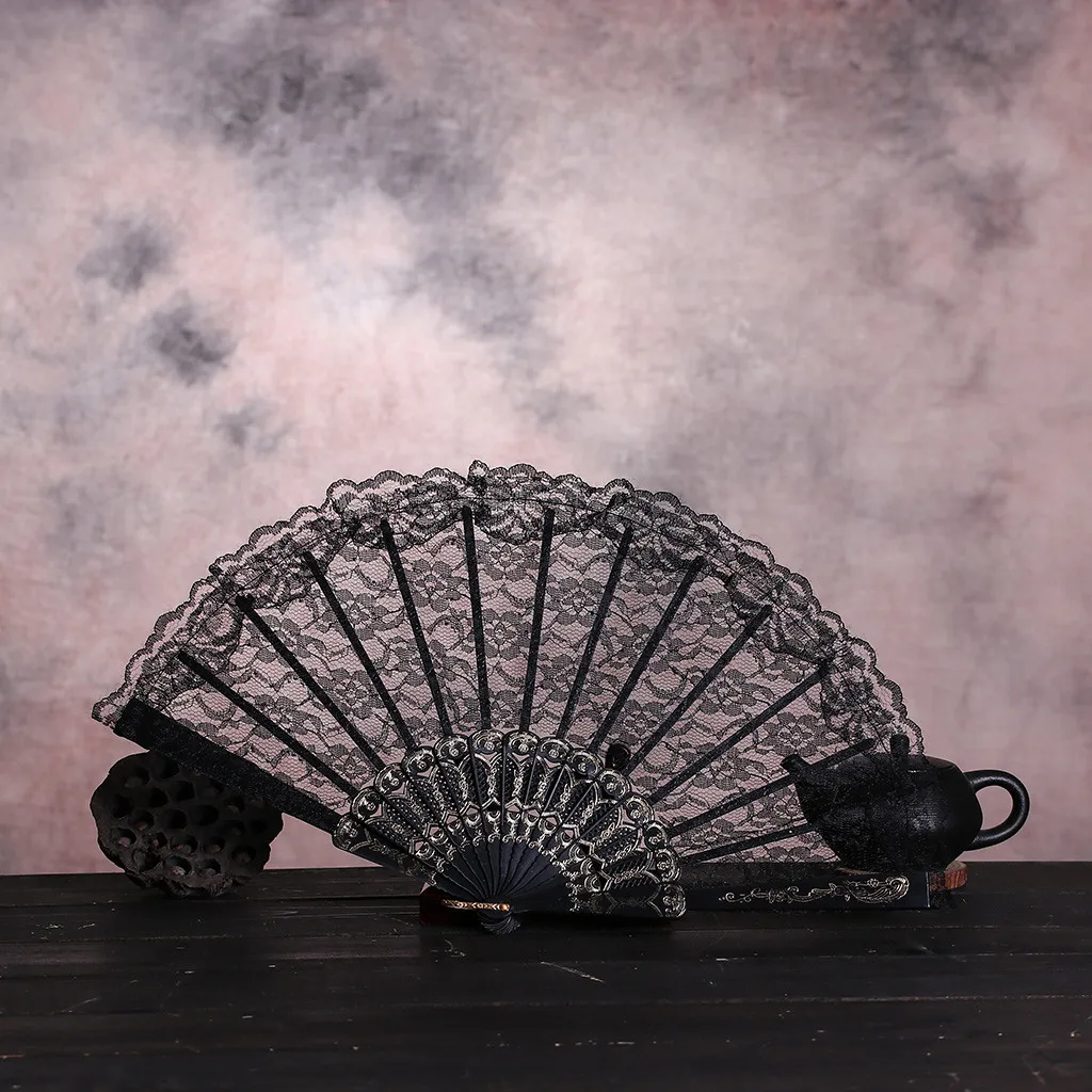 

Retro Dance Lace Chinese Fans Elegant Best Chinese Style Dance Fans Wedding Party Lace Folding Hand Held Flower Fan Decoration