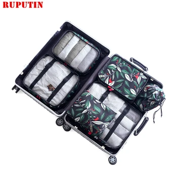 

RUPUTIN New 6pcs/set Luggage Travel Organizer Bag Waterproof Large Capacity Packing Cubes Women Duffel Bag Arrange Luggage Bags