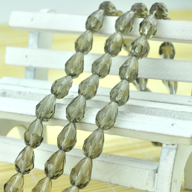 300pcs/lot Crystal Drop Beads Crystal Faceted Beads 8x12mm Clear Black