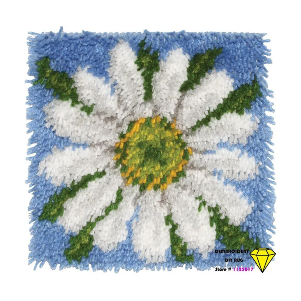 

Flower embroidery DIY carpet picture handmade Carpet shaggy rug Mat Rug Needlework Kit Unfinished Crocheting Cushion 50*50cm