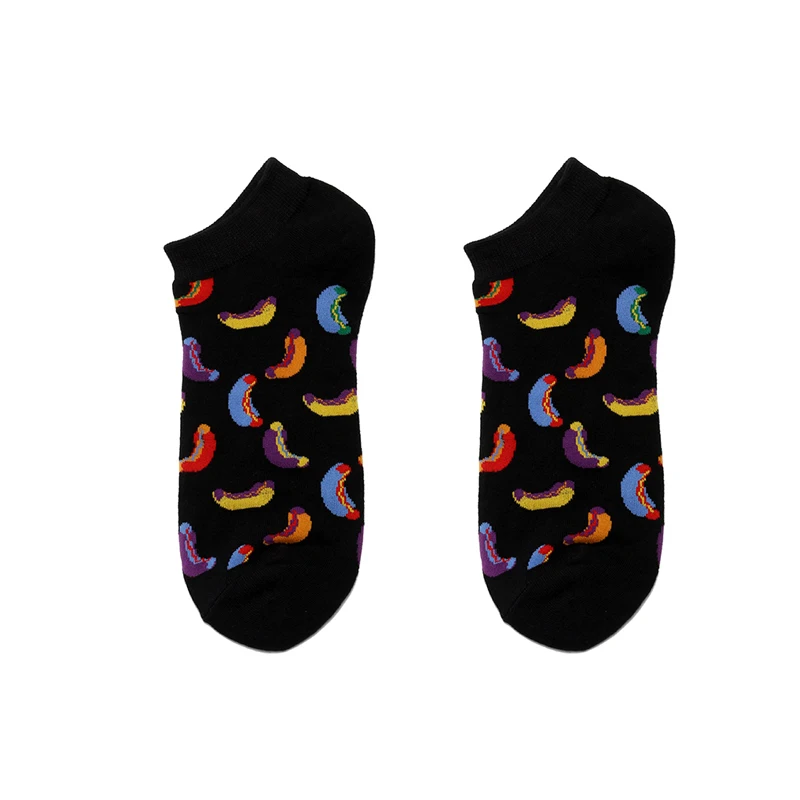 Hot dog boat socks PEONFLY смешные носки Харадзюку еда Гамбург пицца авокадо милые короткие носки мужские Divertidos молоко креативный Sokken Calcetines Hombre - Цвет: Hot dog boat socks
