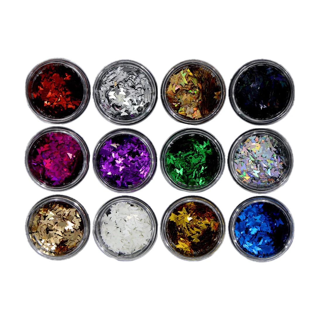 

12boxes/set Mix Colors Nail Art Butterfly Shape 3D Laser Glitter Nail Flakes Thin Paillette Sequins Slice Decoration Tips