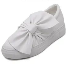 Noir gris blanc femme marchant bateau chaussures femmes grand papillon noeud arc en cuir mocassins formateurs oxford espadrilles zapatos mujer