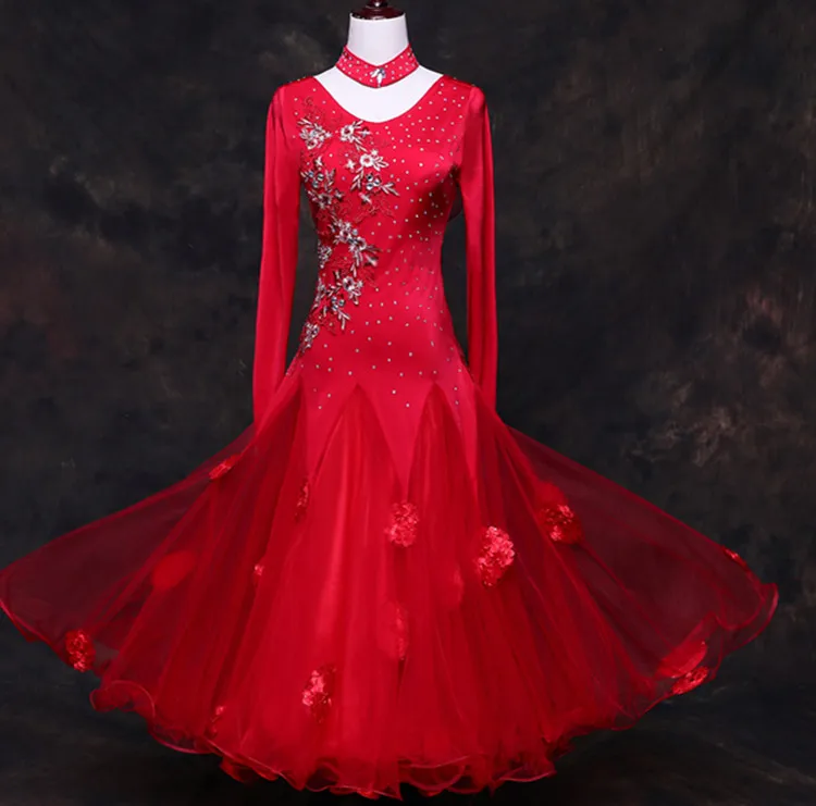 

red standard ballroom dress woman Ballroom dresses standard waltz dance dress modern dance costumes Foxtrot dress tango
