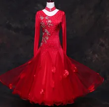 red standard ballroom dress woman Ballroom dresses standard waltz dance dress modern dance costumes Foxtrot dress tango