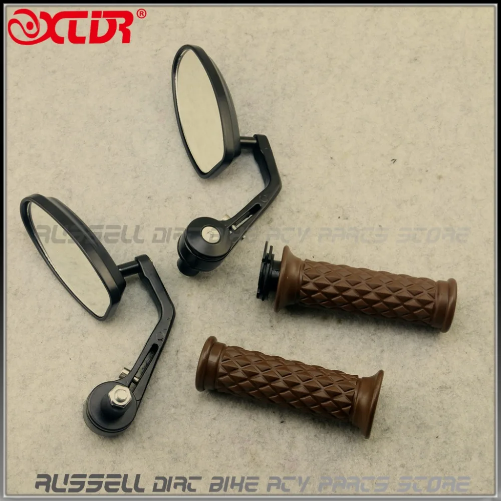 

MOTORCYCLE 7/8" HANDLE BAR END Folding Rearview Mirror + Grip CAFE RACER BOBBER CLUBMAN Motor Bike