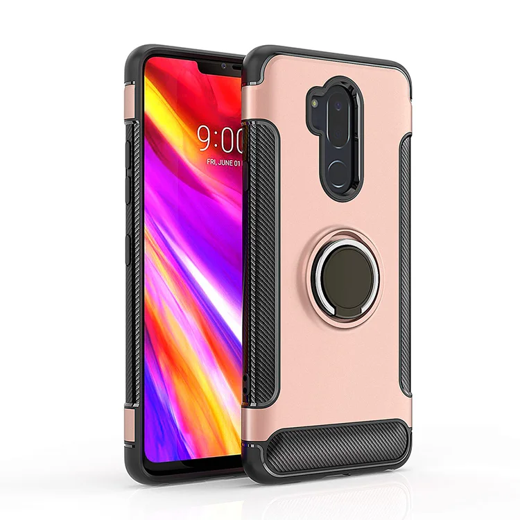 Для LG V40 чехол thinq для LG G7 чехол thinq Броня полная защита кольцо магнетизм держатель Телефон задняя оболочка для LG G710 V40 G7 чехол - Цвет: Розовый