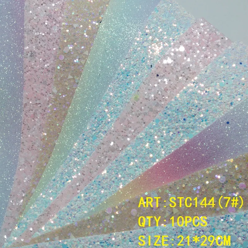 Прозрачный запас 1 комплект(10 шт.) 21X29 см Alisa Glitter Cuero Sintetico блестящая кожа для DIY аксессуары для волос ремесло STC144 - Цвет: 7