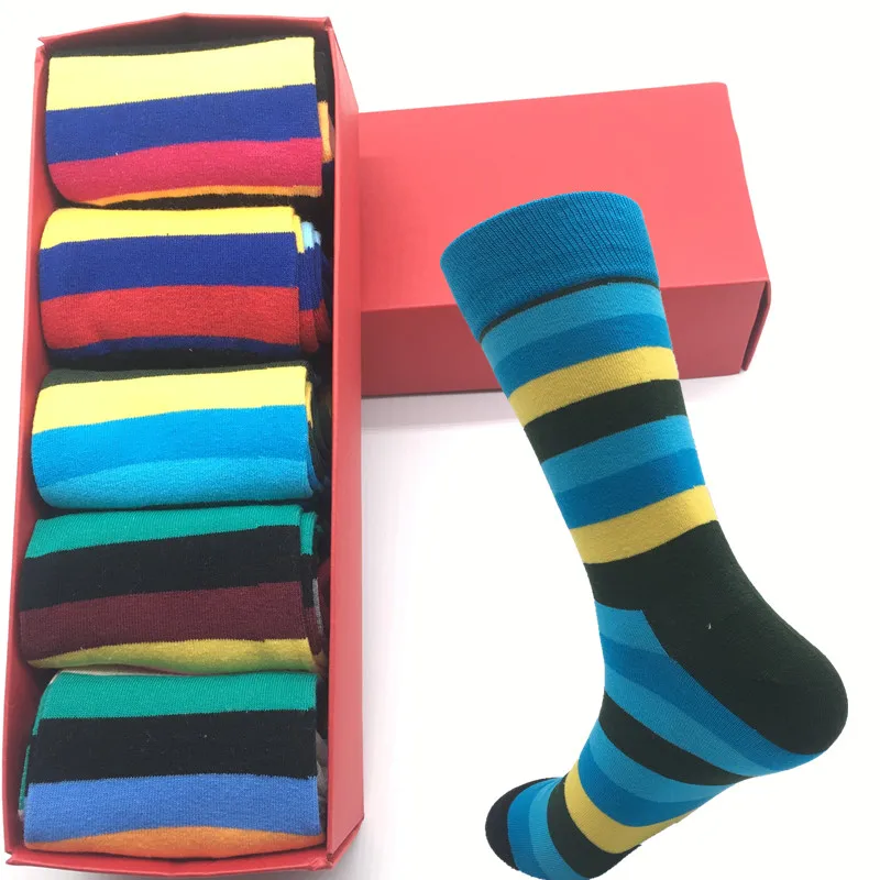 Men's socks casual high-quality latest models to increase men's happiness socks new color cotton socks no gift box Men's socks casual high-quality latest models to increase men's happiness socks new color cotton socks no gift box