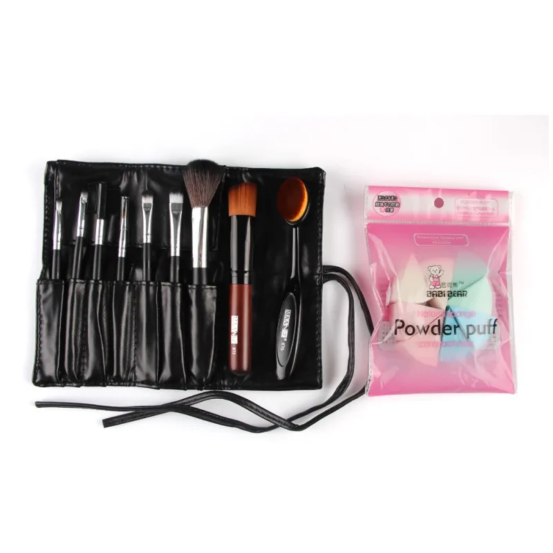 

Pro 9 PCS Makeup Brushes Set Tools Make Up Toiletry Kit Wool Puff Foundation Powder Case Cosmetic Foundation Brushes