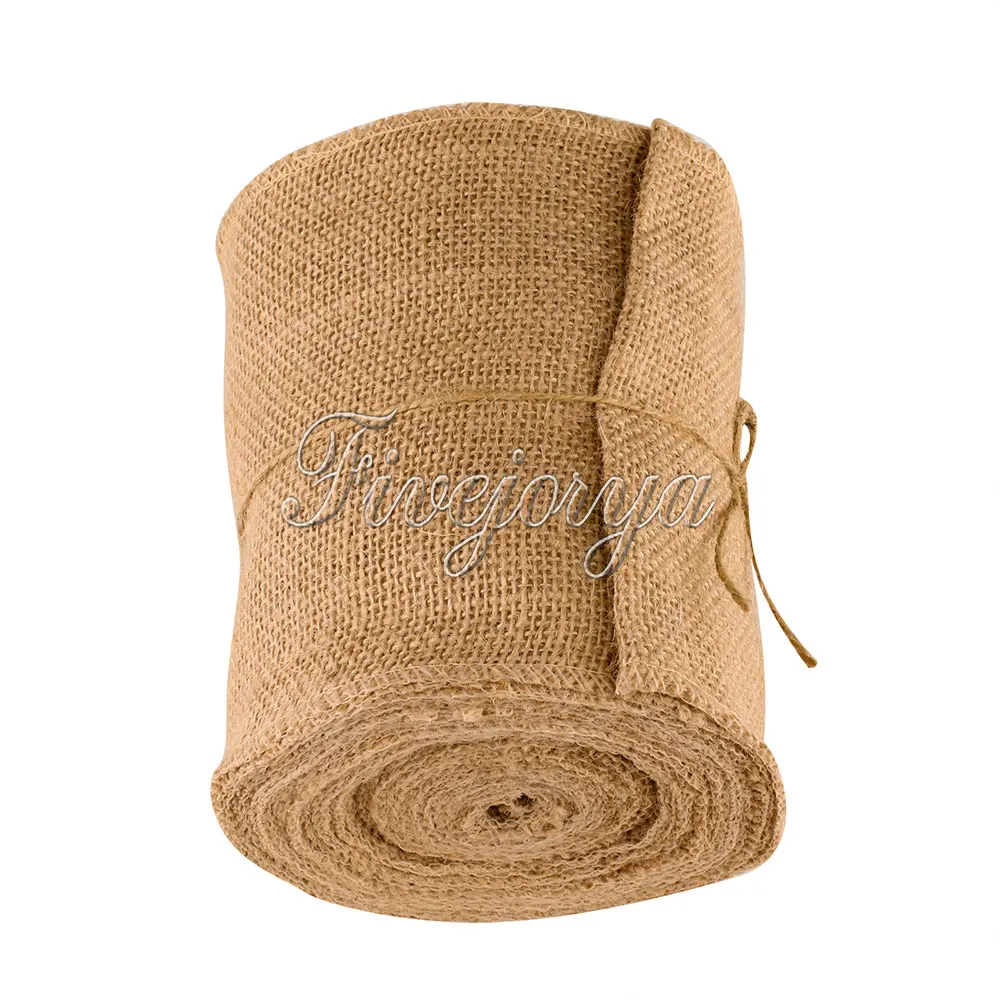  10M*15CM Vintage Jute Burlap Roll Lace Hessian Table Runner Wedding Party Chair Bands Sash Banquet 