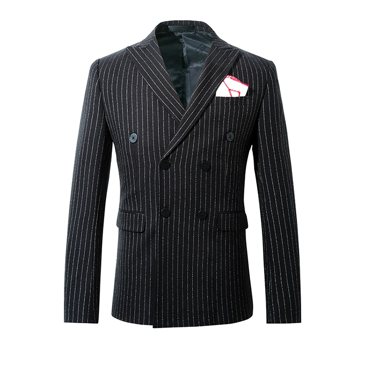 men suit black double breasted